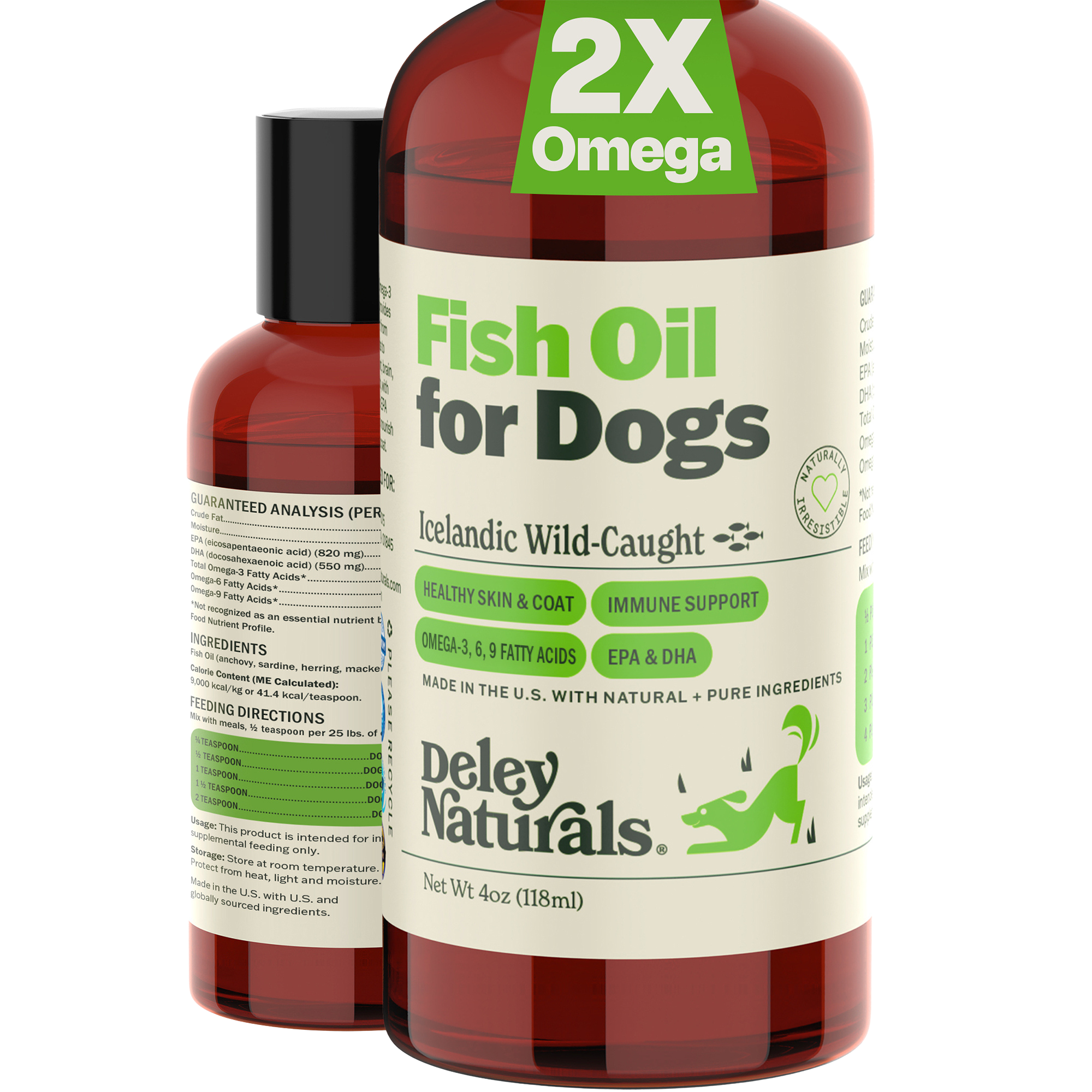 Icelandic Wild-Caught Omega 3 Fish Oil for Dogs - 4oz, 16oz & 32oz Pump