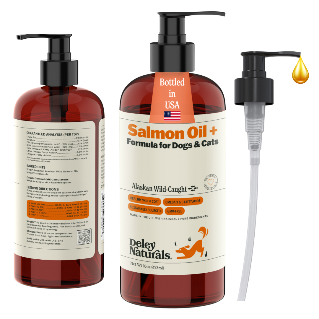 Alaskan Wild-Caught Salmon Oil + Formula for Dogs & Cats 16 oz & 32 oz Pump