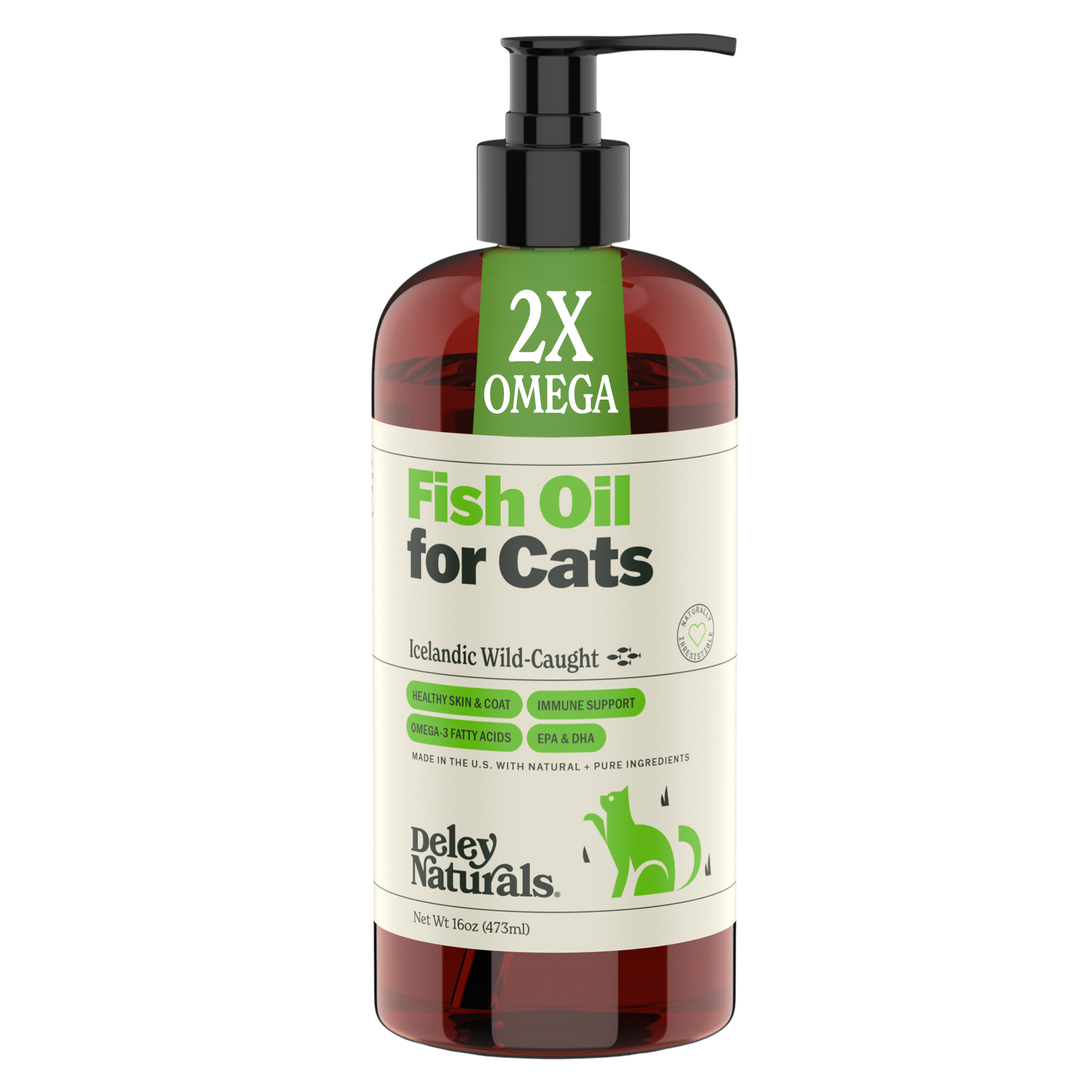 Icelandic Wild-Caught Omega 3 Fish Oil for Cats – 16 oz Pump