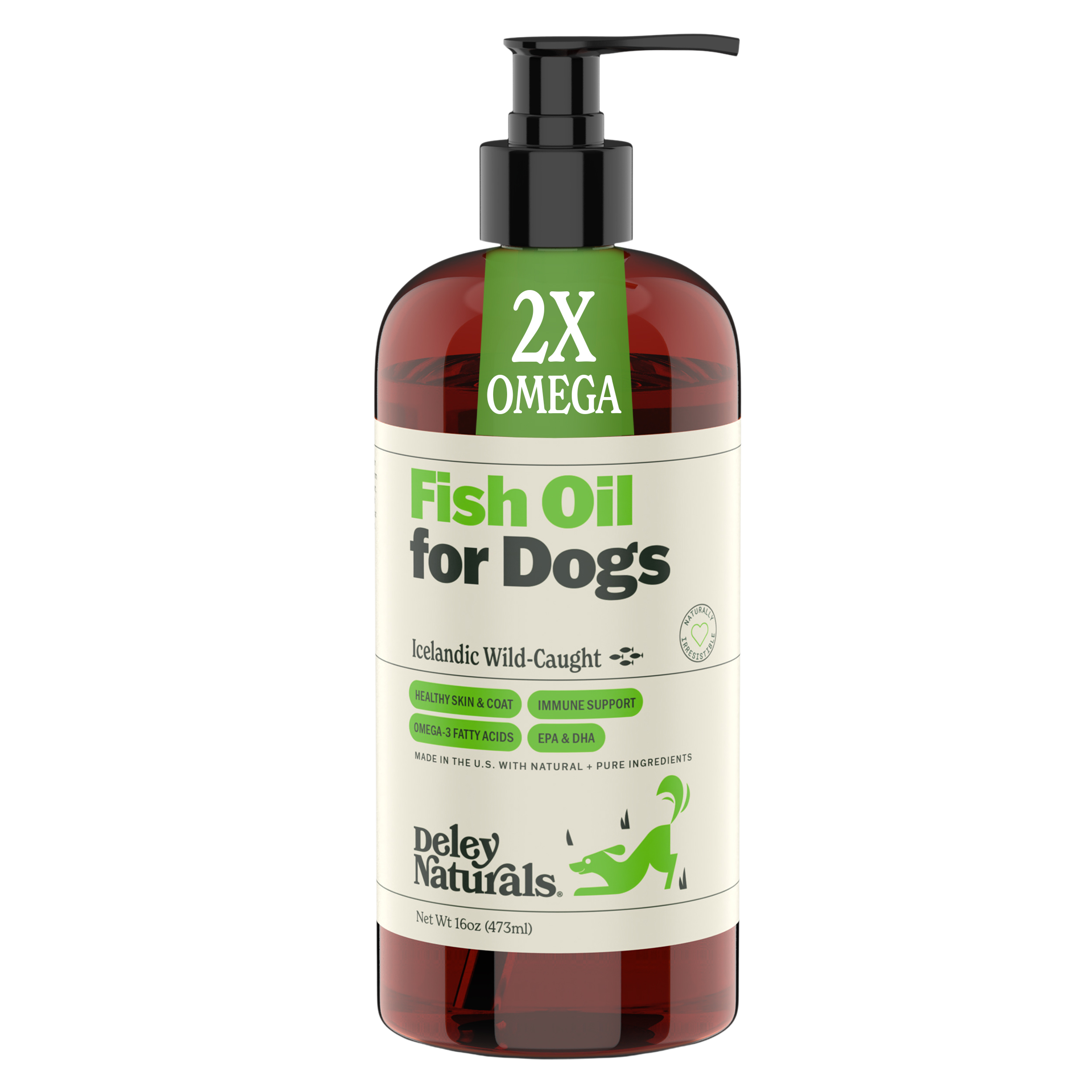Icelandic Wild-Caught Omega 3 Fish Oil for Dogs - 4oz, 16oz & 32oz Pump