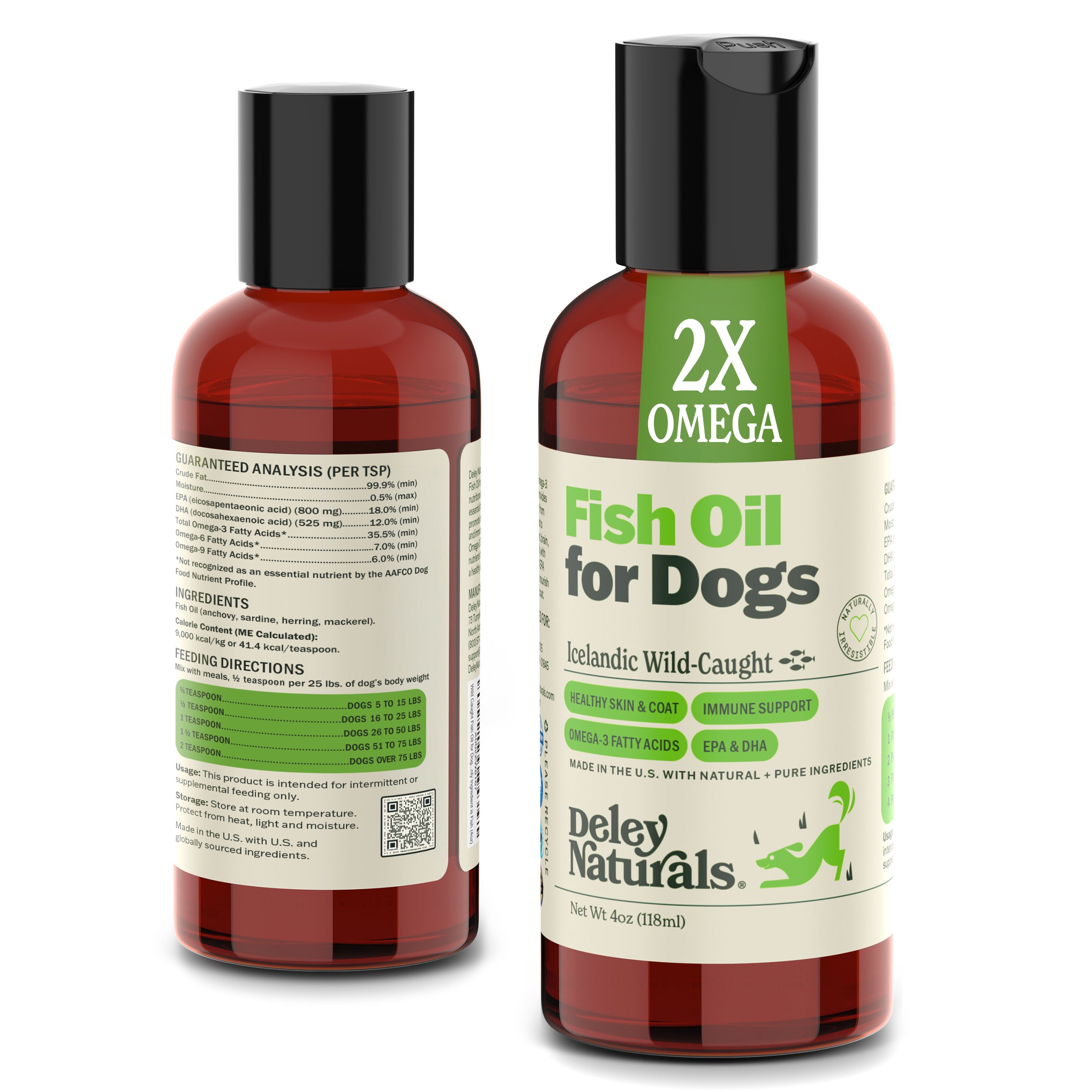 Icelandic Wild-Caught Omega 3 Fish Oil for Dogs - 4oz, 16oz & 32oz Pump
