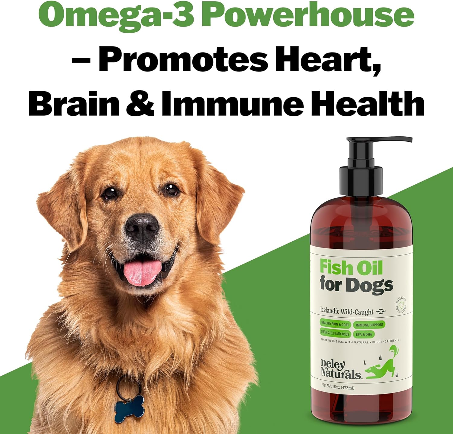 Icelandic Wild-Caught Omega 3 Fish Oil for Dogs - 4oz, 16oz & 32oz Pump
