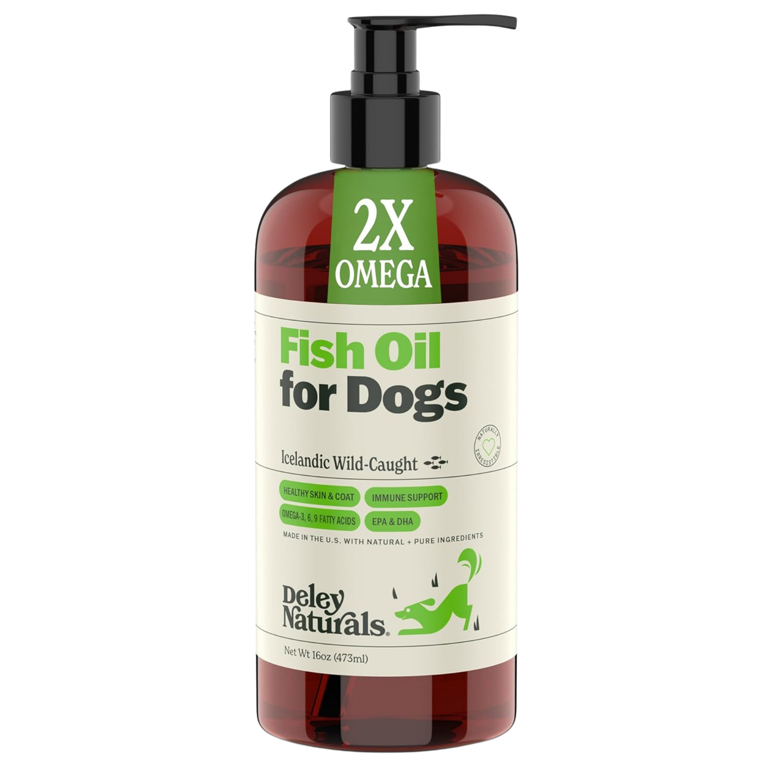 Icelandic Wild-Caught Omega 3 Fish Oil for Dogs - 4oz, 16oz & 32oz Pump