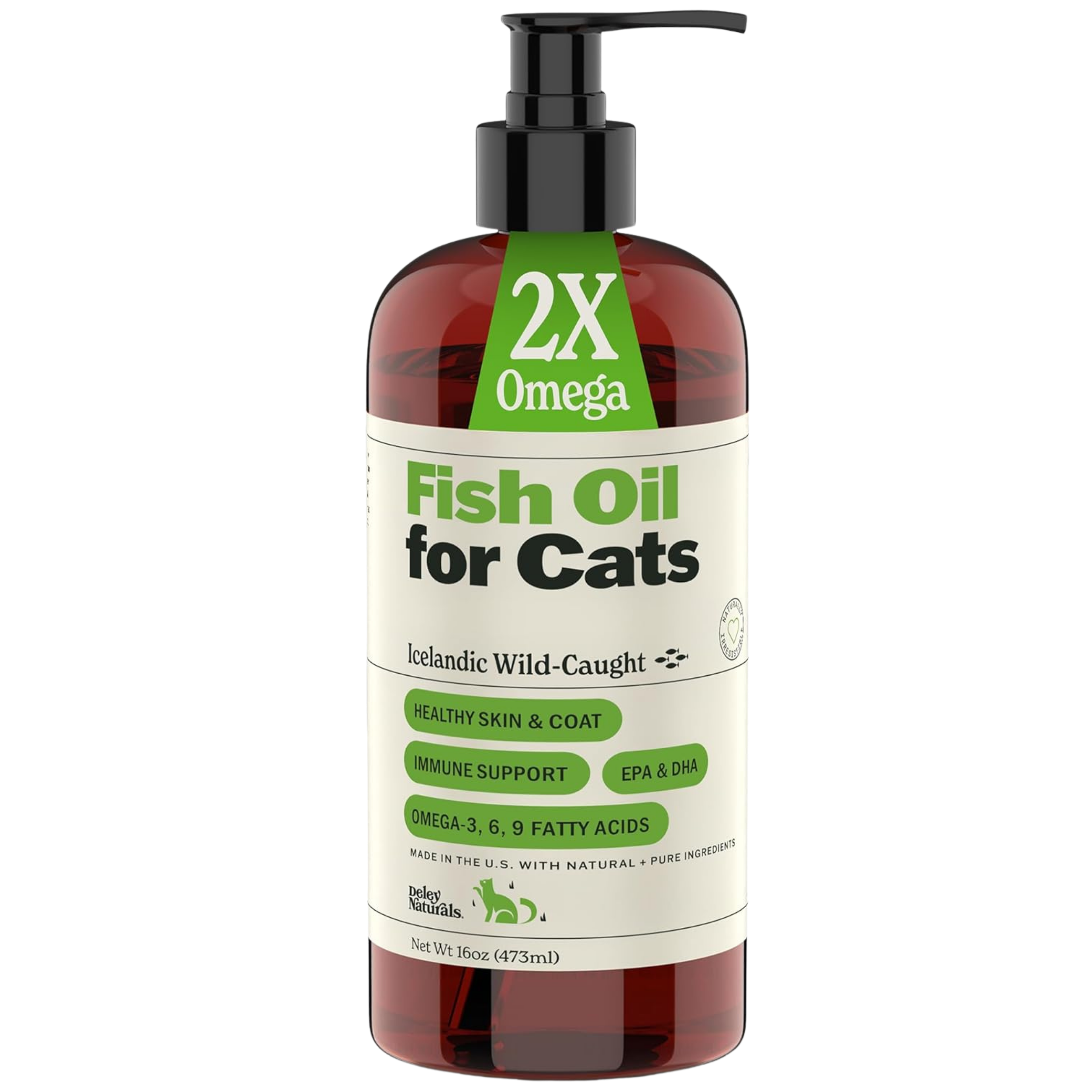 Icelandic Wild-Caught Omega 3 Fish Oil for Cats – 16 oz Pump