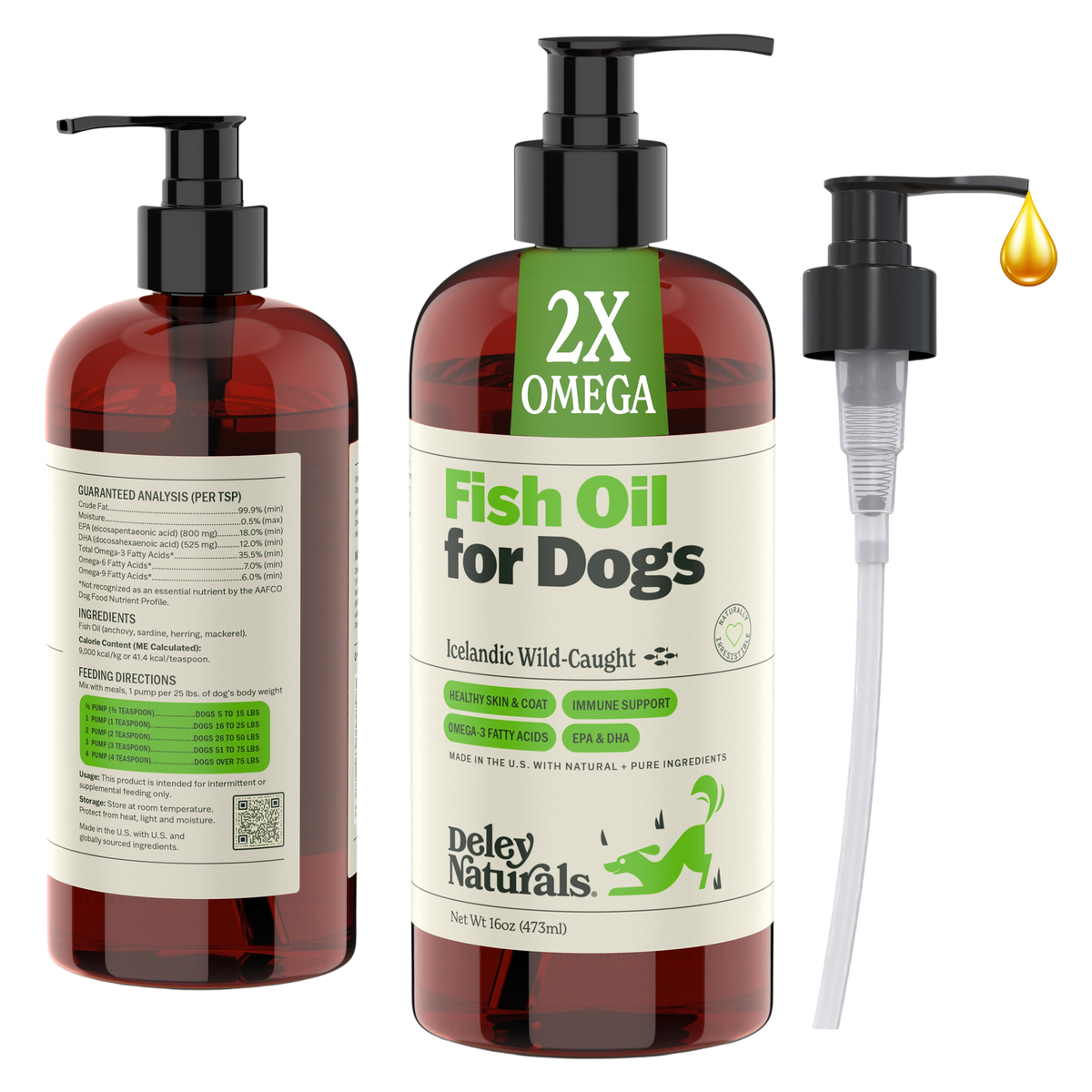 Icelandic Wild Caught Omega 3 Fish Oil for Dogs 16 oz Pump