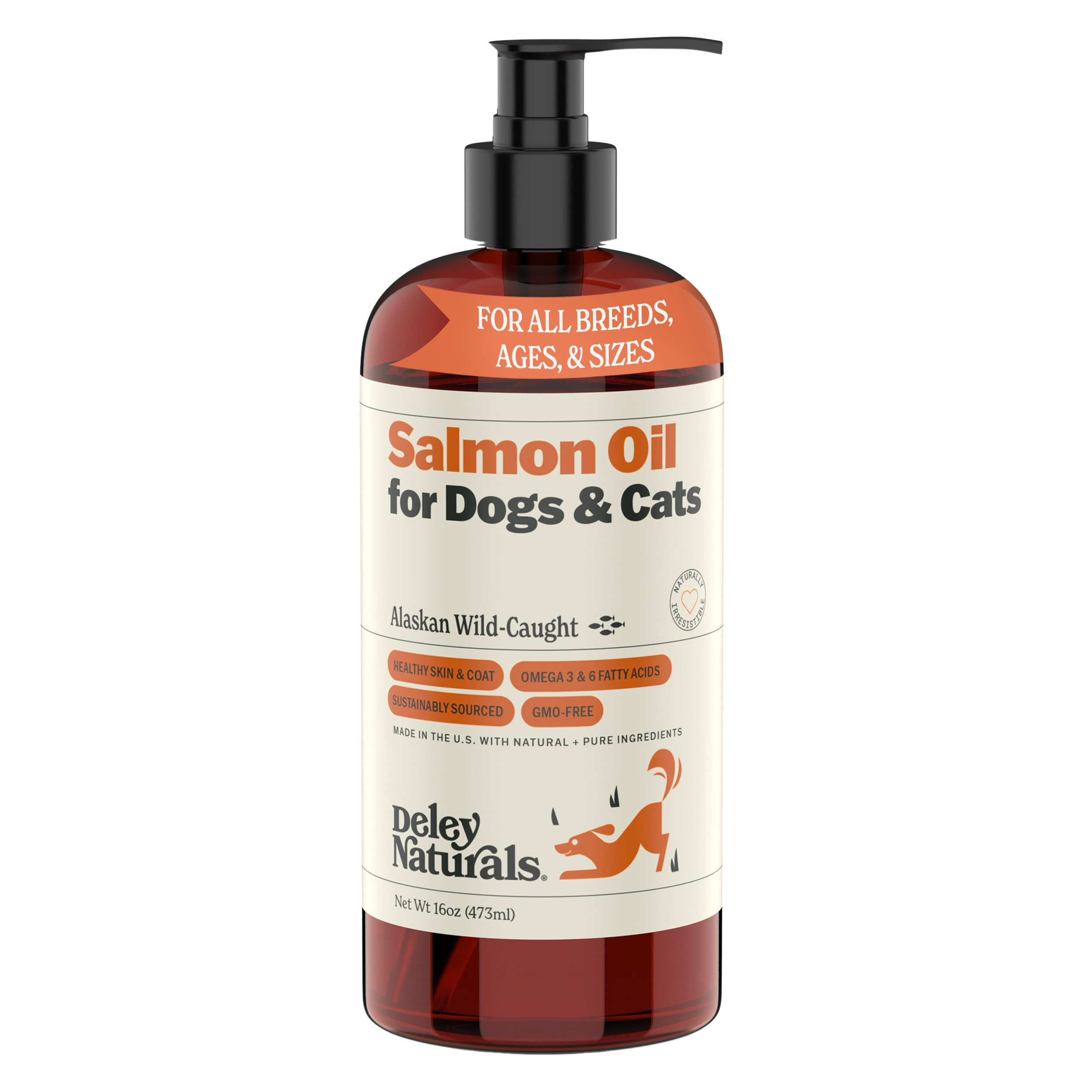 Alaskan Wild-Caught Salmon oil for Dogs & Cats 16 oz Pump