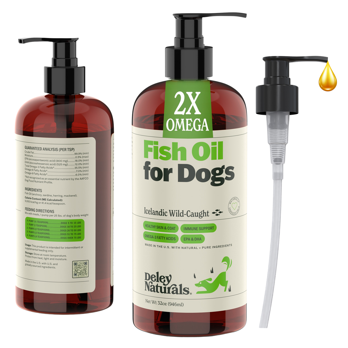 Icelandic Wild Caught Omega 3 Fish Oil for Dogs 32 oz Pump