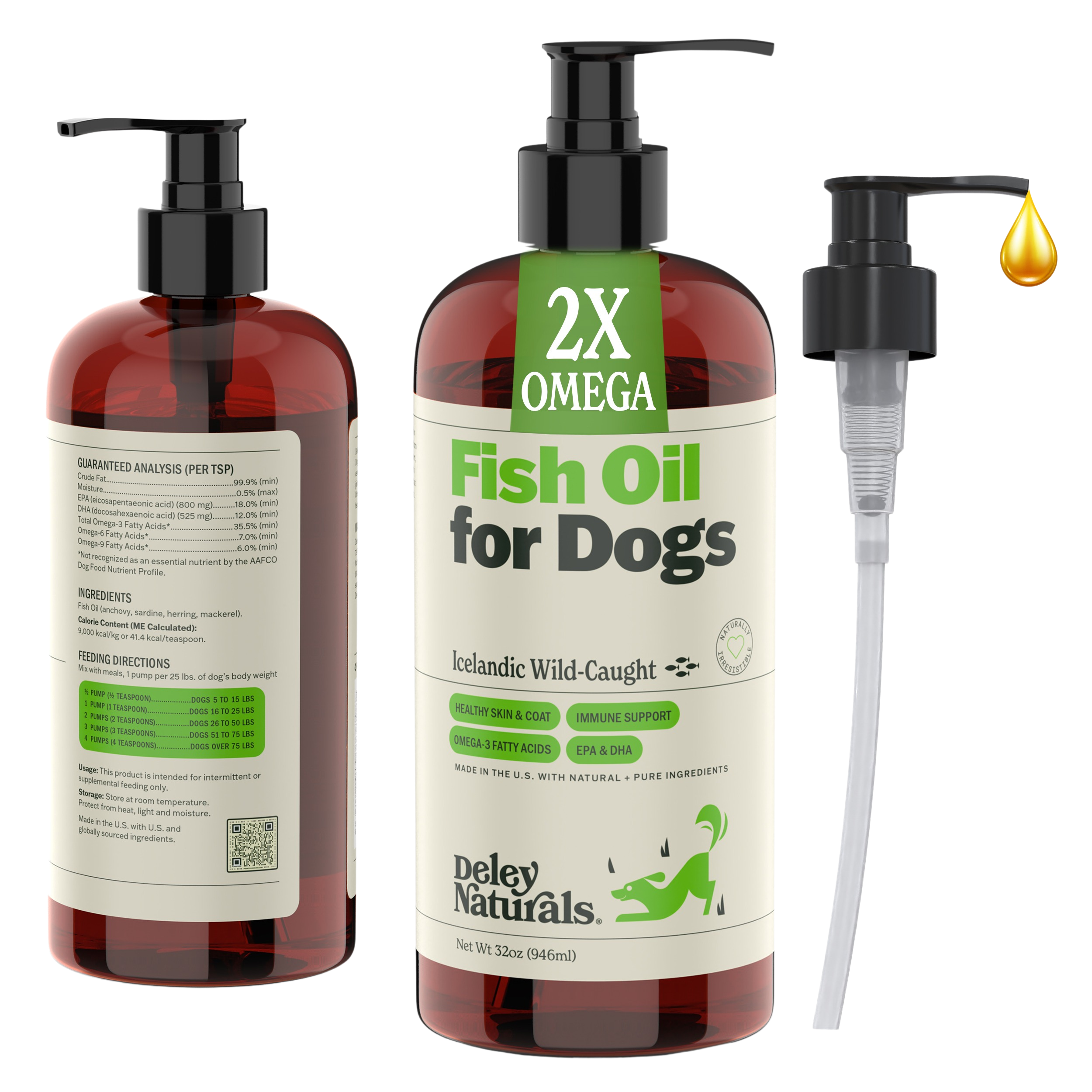 Icelandic Wild-Caught Omega 3 Fish Oil for Dogs – 32 oz Pump