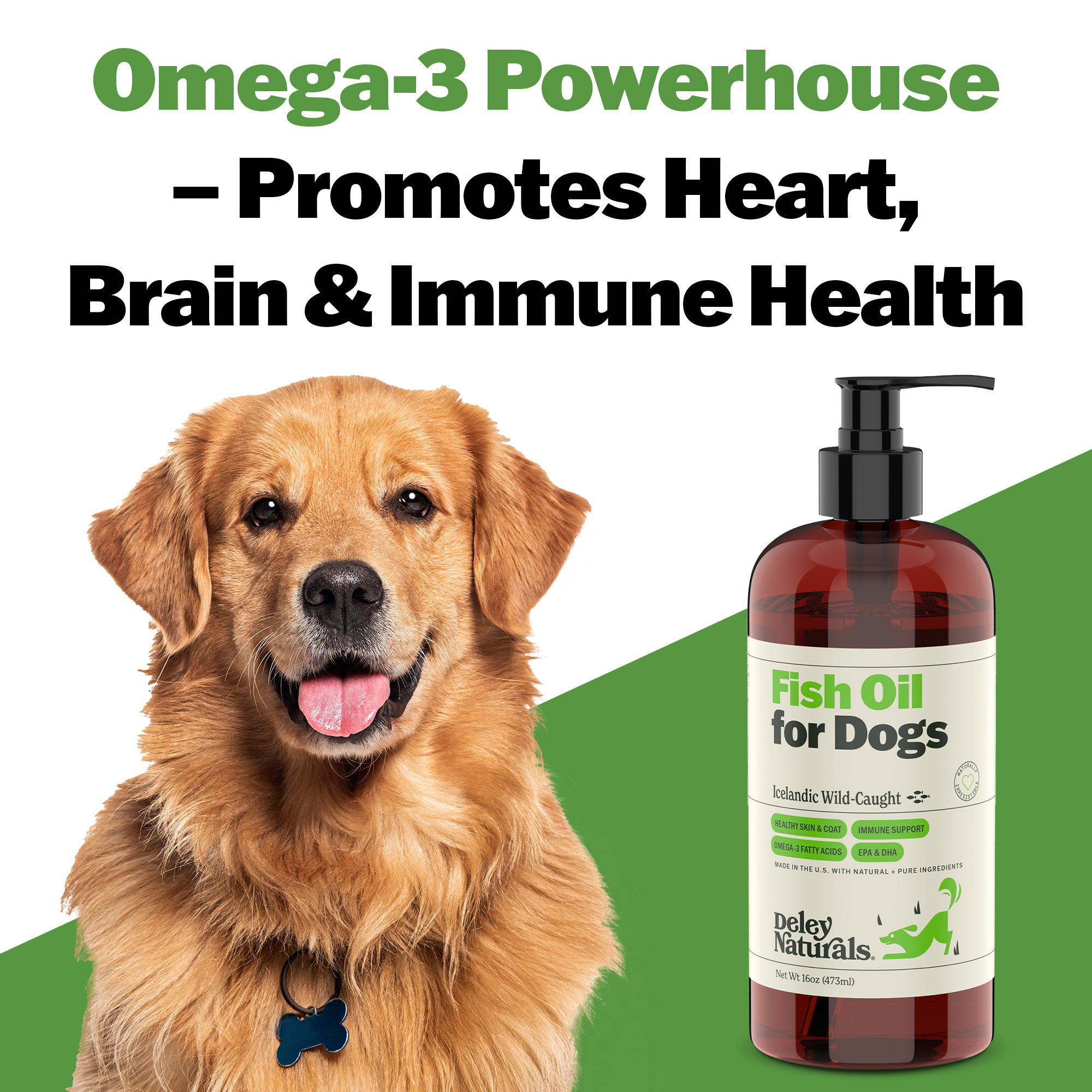 Icelandic Wild-Caught Omega 3 Fish Oil for Dogs - 16  oz Pump